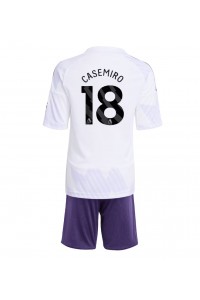 Manchester United Casemiro #18 Jalkapallovaatteet Lasten Vieraspeliasu 2025-26 Lyhythihainen (+ Lyhyet housut)